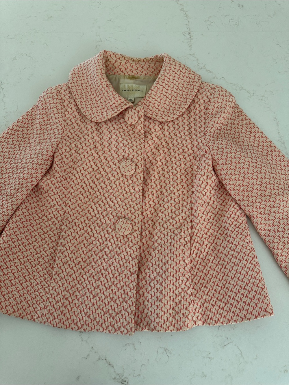 Banana Republic Pink and Cream Tweed Pea Coat